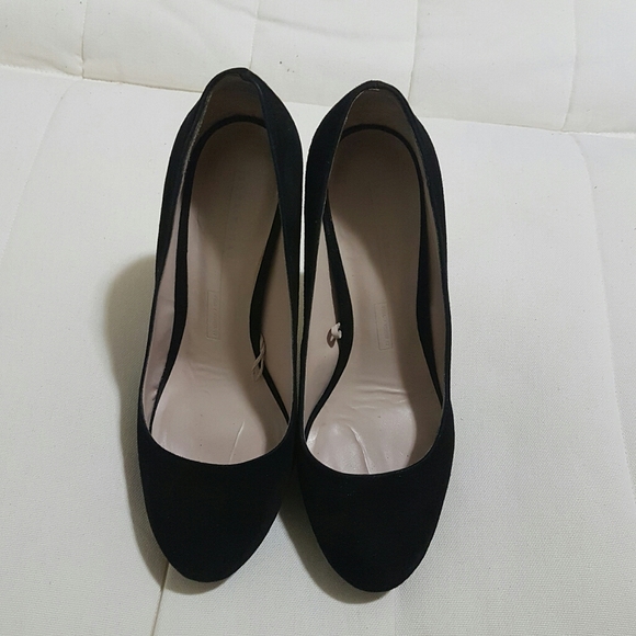 Zara Black Suede Platform Pumps Size 37 - Picture 4 of 6